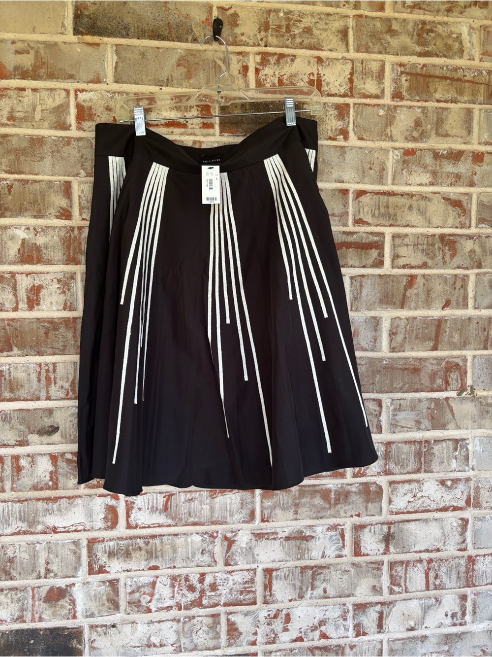 The Limited Black A-Line Skirt with White Stripe Detail NWT